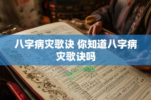 八字病灾歌诀 你知道八字病灾歌诀吗