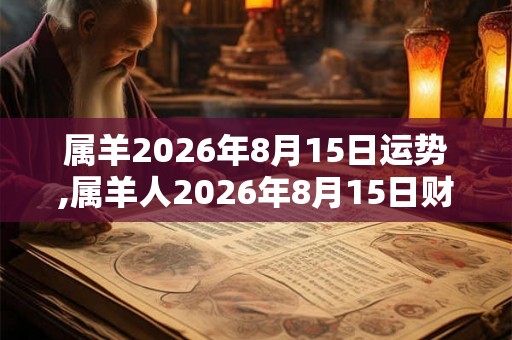 属羊2026年8月15日运势,属羊人2026年8月15日财运,生肖羊2026年8月15日运势