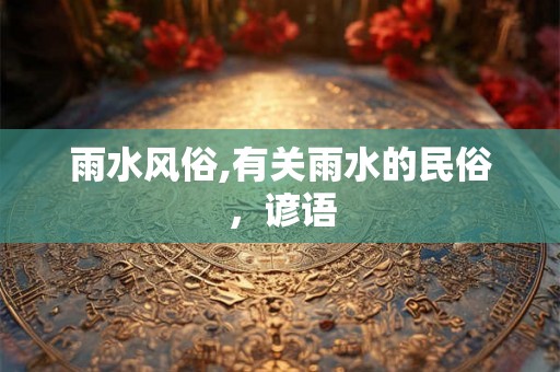 雨水风俗,有关雨水的民俗，谚语