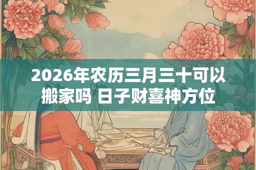 2026年农历三月三十可以搬家吗 日子财喜神方位
