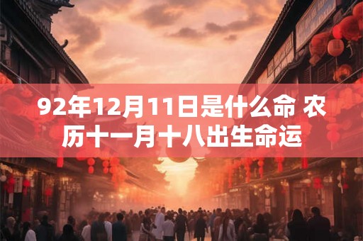 92年12月11日是什么命 农历十一月十八出生命运