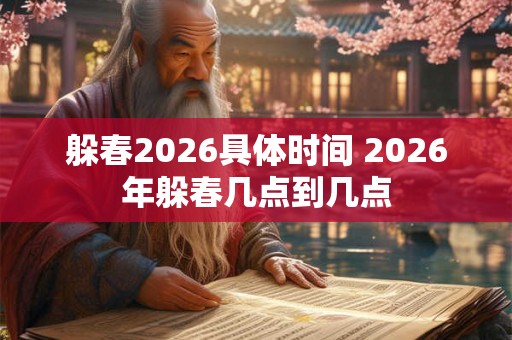 躲春2026具体时间 2026年躲春几点到几点 躲春2026具体时间 2026年躲春几点到几点