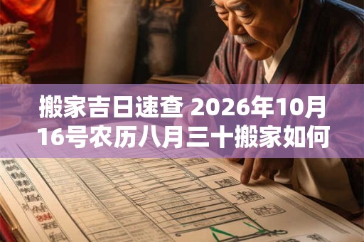 搬家吉日速查 2026年10月16号农历八月三十搬家如何