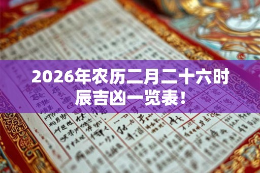 2026年农历二月二十六时辰吉凶一览表！