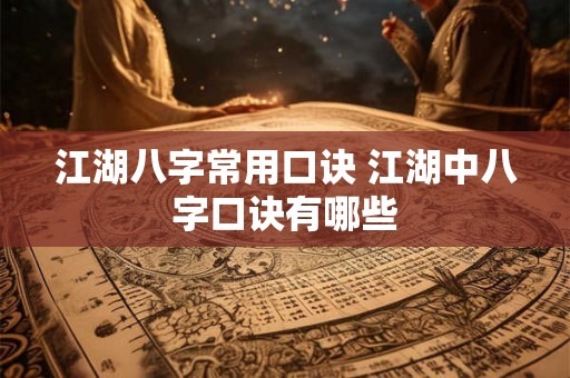 江湖八字常用口诀 江湖中八字口诀有哪些