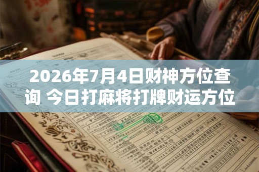 2026年7月4日财神方位查询 今日打麻将打牌财运方位！