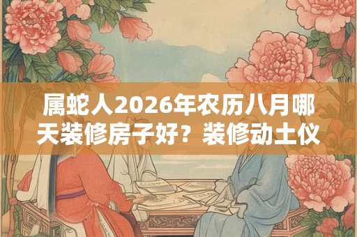 属蛇人2026年农历八月哪天装修房子好？装修动土仪式要做什么？