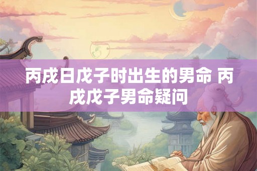 丙戌日戊子时出生的男命 丙戌戊子男命疑问
