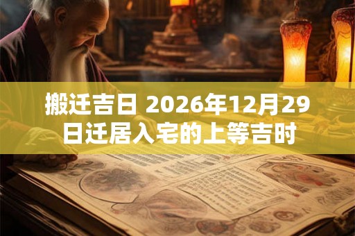 搬迁吉日 2026年12月29日迁居入宅的上等吉时