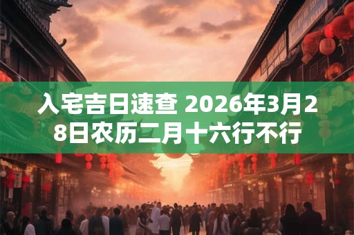 入宅吉日速查 2026年3月28日农历二月十六行不行