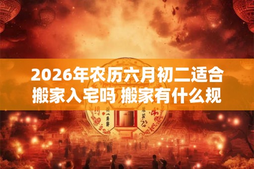 2026年农历六月初二适合搬家入宅吗 搬家有什么规矩讲究