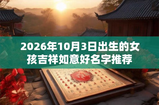 2026年10月3日出生的女孩吉祥如意好名字推荐