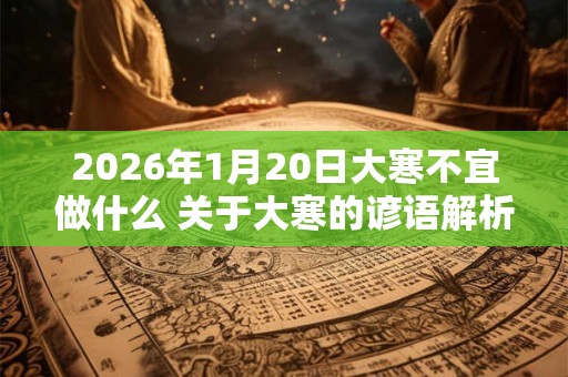 2026年1月20日大寒不宜做什么 关于大寒的谚语解析