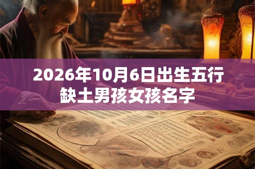 2026年10月6日出生五行缺土男孩女孩名字