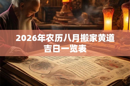 2026年农历八月搬家黄道吉日一览表