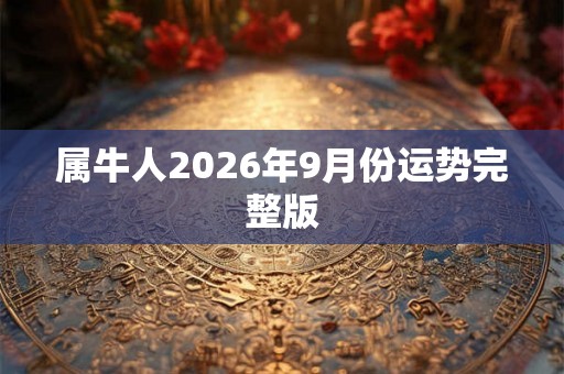 属牛人2026年9月份运势完整版