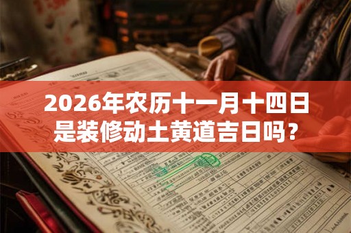 2026年农历十一月十四日是装修动土黄道吉日吗？