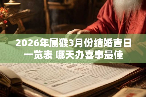 2026年属猴3月份结婚吉日一览表 哪天办喜事最佳