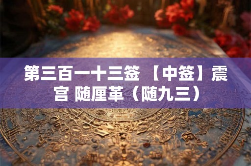 第三百一十三签 【中签】震宫 随厘革(随九三) 第三百一十三签 【中签】震宫 随厘革(随九三)