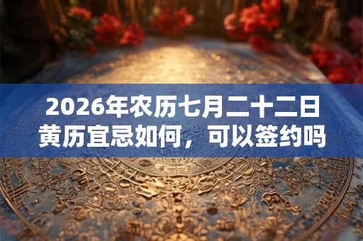 2026年农历七月二十二日黄历宜忌如何，可以签约吗？