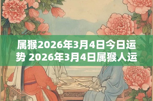 属猴2026年3月4日今日运势 2026年3月4日属猴人运势 属猴2026年3月4日今日运势 2026年3月4日属猴人运势