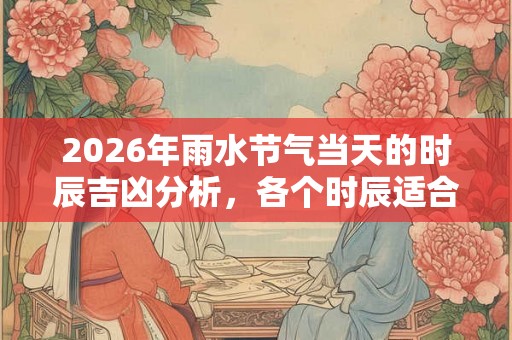 2026年雨水节气当天的时辰吉凶分析，各个时辰适合做什么？