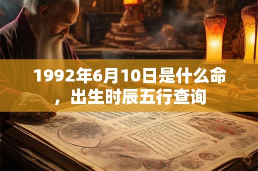 1992年6月10日是什么命，出生时辰五行查询
