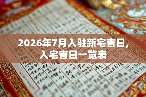 2026年7月入驻新宅吉日,入宅吉日一览表