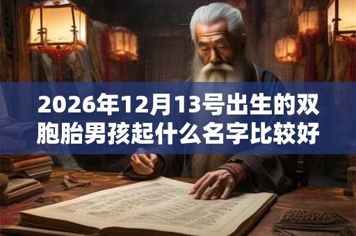2026年12月13号出生的双胞胎男孩起什么名字比较好，五行属什么