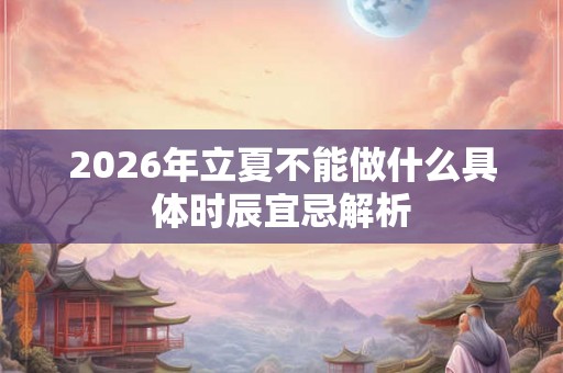 2026年立夏不能做什么具体时辰宜忌解析 2026年立夏不能做什么具体时辰宜忌解析