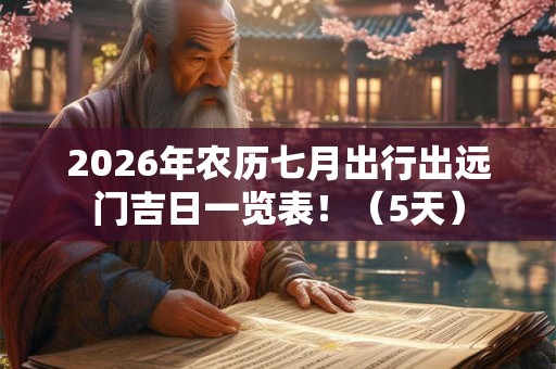 2026年农历七月出行出远门吉日一览表！（5天）
