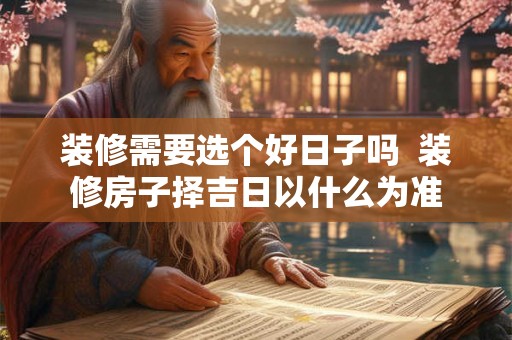 装修需要选个好日子吗  装修房子择吉日以什么为准