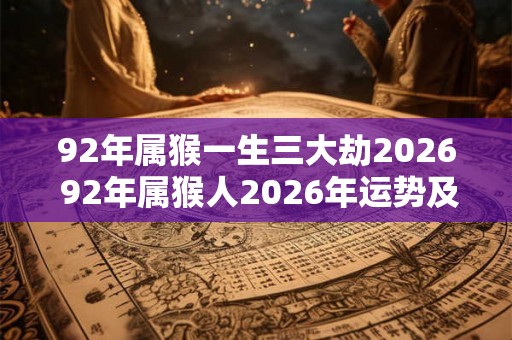 92年属猴一生三大劫2026 92年属猴人2026年运势及运程