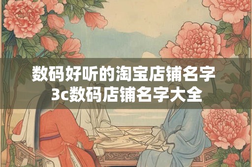 数码好听的淘宝店铺名字 3c数码店铺名字大全