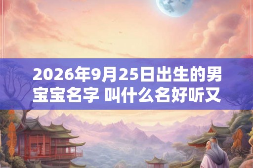 2026年9月25日出生的男宝宝名字 叫什么名好听又吉利