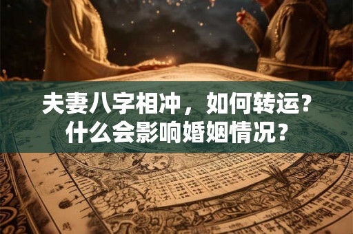 夫妻八字相冲，如何转运？什么会影响婚姻情况？