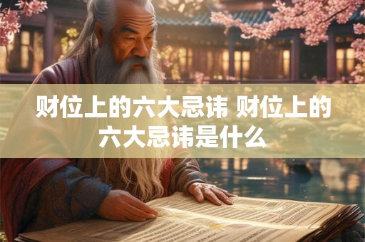 财位上的六大忌讳 财位上的六大忌讳是什么