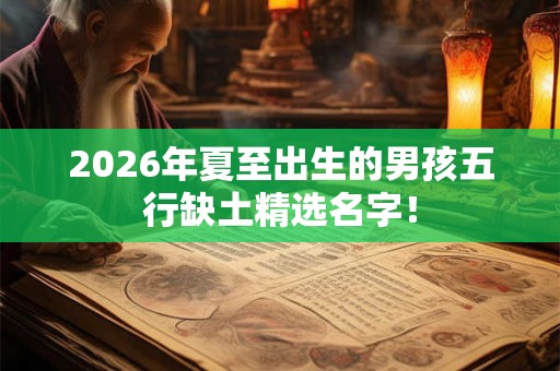2026年夏至出生的男孩五行缺土精选名字！