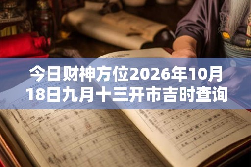 今日财神方位2026年10月18日九月十三开市吉时查询 今日财神方位2026年10月18日九月十三开市吉时查询