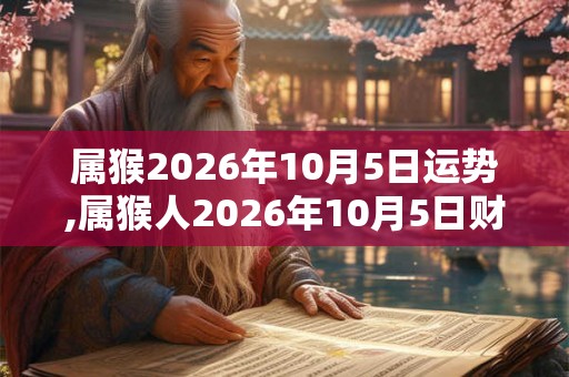 属猴2026年10月5日运势,属猴人2026年10月5日财运,生肖猴2026年10月5日运势