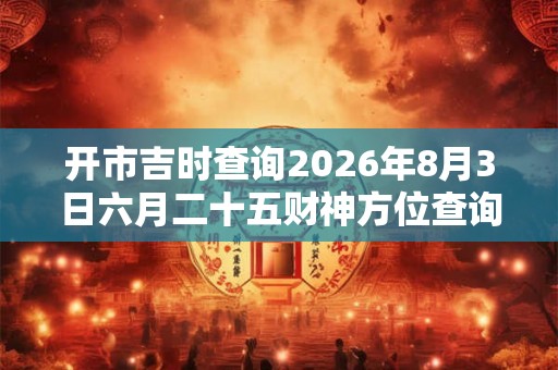 开市吉时查询2026年8月3日六月二十五财神方位查询