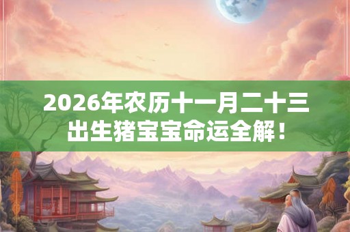 2026年农历十一月二十三出生猪宝宝命运全解！