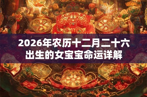 2026年农历十二月二十六出生的女宝宝命运详解