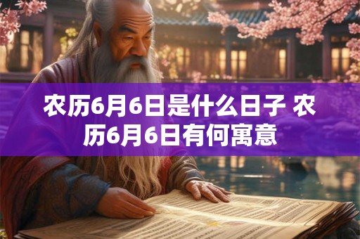 农历6月6日是什么日子 农历6月6日有何寓意
