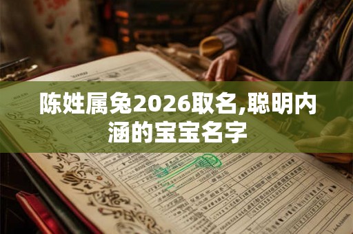 陈姓属兔2026取名,聪明内涵的宝宝名字