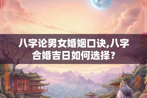 八字论男女婚姻口诀,八字合婚吉日如何选择？