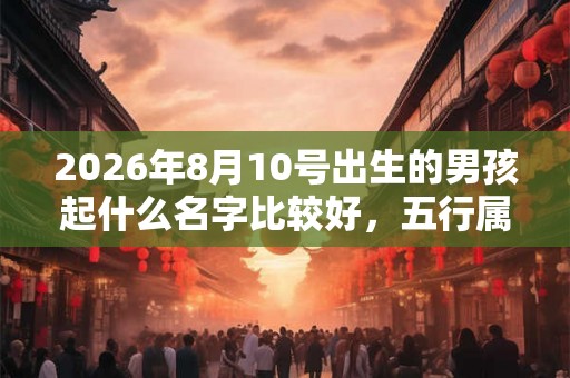 2026年8月10号出生的男孩起什么名字比较好，五行属什么