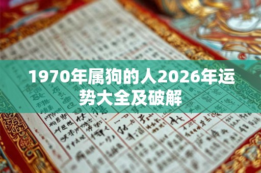 1970年属狗的人2026年运势大全及破解