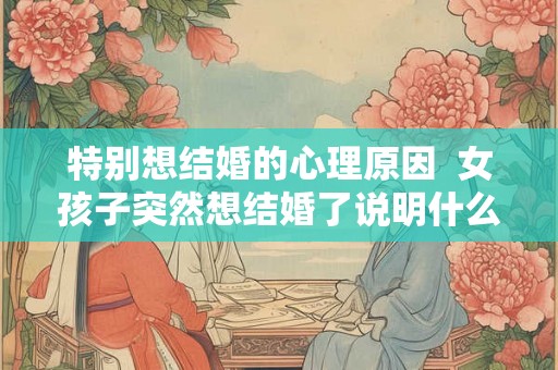 特别想结婚的心理原因  女孩子突然想结婚了说明什么