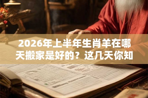 2026年上半年生肖羊在哪天搬家是好的？这几天你知道吗？